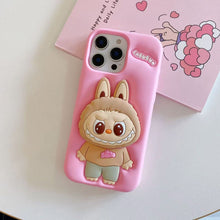 Labubu Cute Cartoon Rabbit Silicone Phone Case with Holder – iPhone 13 14 15 16 17 Pro Max