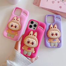 Labubu Cute Cartoon Rabbit Silicone Phone Case with Holder – iPhone 13 14 15 16 17 Pro Max